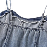 Women's Washed Denim Slip Midi Dress
