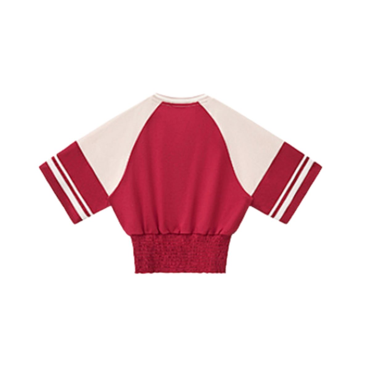 Fitted Color Splice Flare Sleeve Feminine Tee