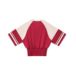 Fitted Color Splice Flare Sleeve Feminine Tee