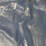 Women's Metallic Coated Denim Midi Skirt
