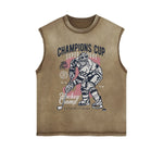 Champions Cup Hockey Graphic Sleeveless Faded Tee-INNBLAC Fashion Apparel