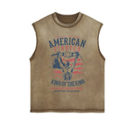 American Fighter Graphic Sleeveless Faded Tee-INNBLAC Fashion Apparel