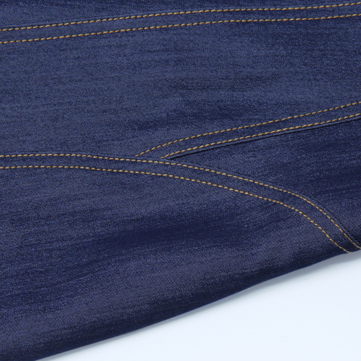 Round Neck A-Line Denim Midi Dress