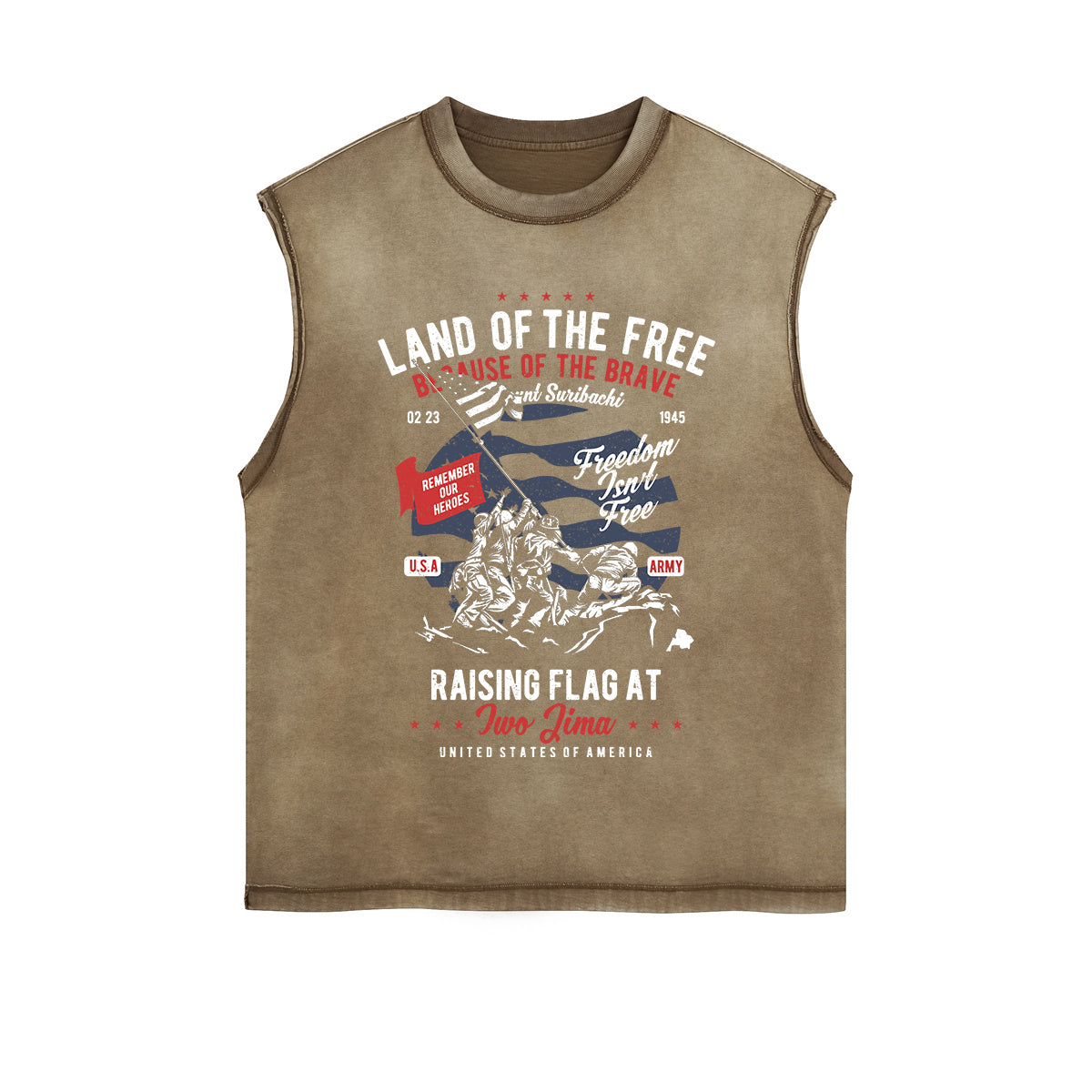 Land Of The Free Graphic Sleeveless Faded Tee-INNBLAC Fashion Apparel