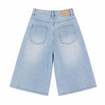 Distressed Light Wash Denim Shorts