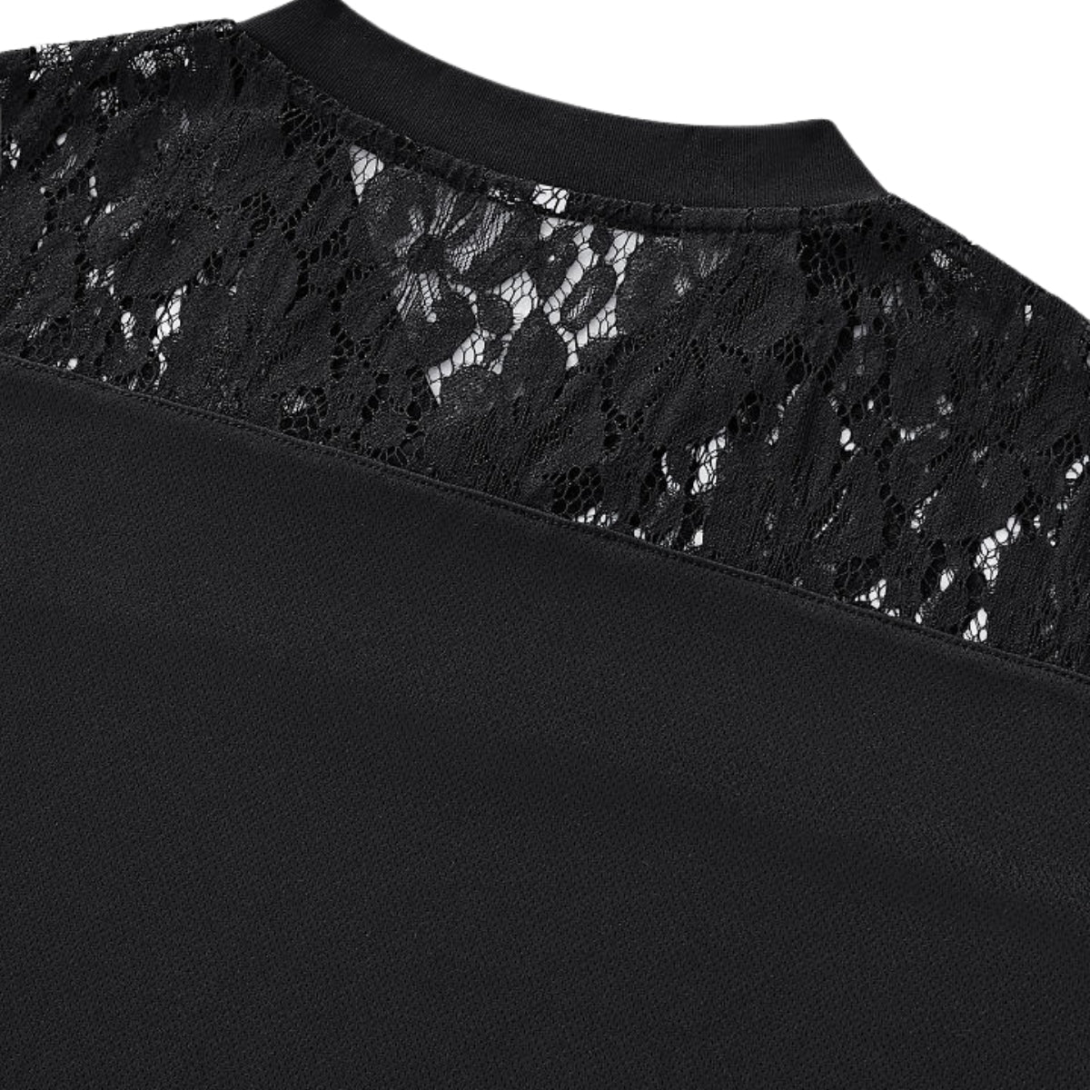 Openwork Lace-Stitching V-Neck Boxy Tee