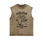 Marines Revolution Retro Sleeveless Faded Tee-INNBLAC Fashion Apparel