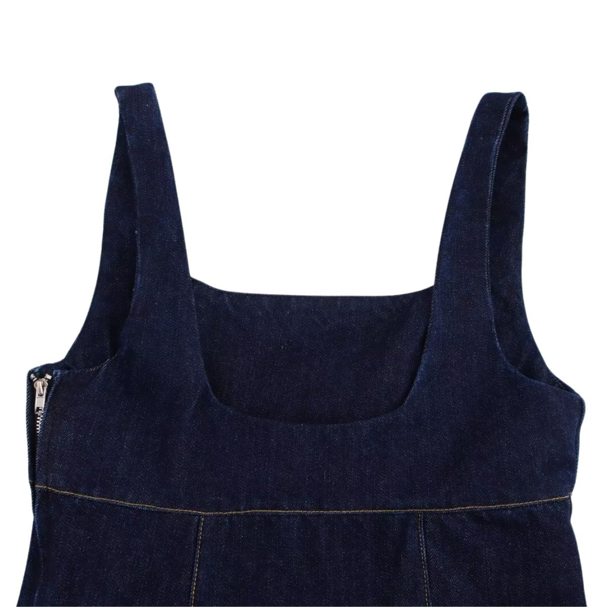 Classic Denim Square Neck A-Line Dress