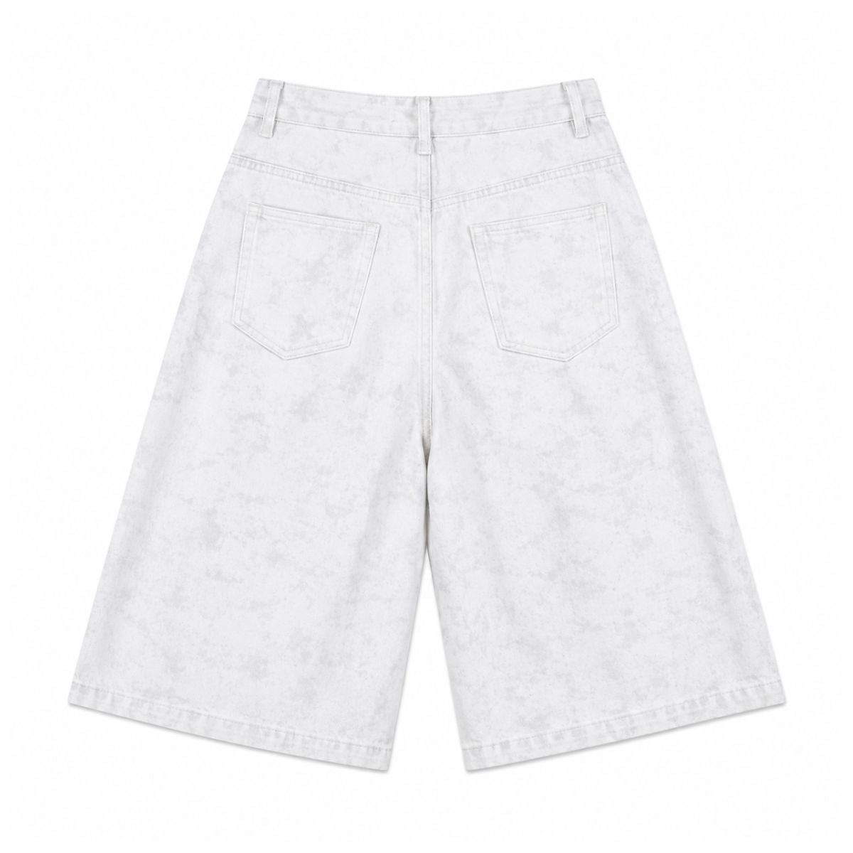 Snow Wash Wide Leg Denim Shorts