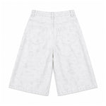Snow Wash Wide Leg Denim Shorts