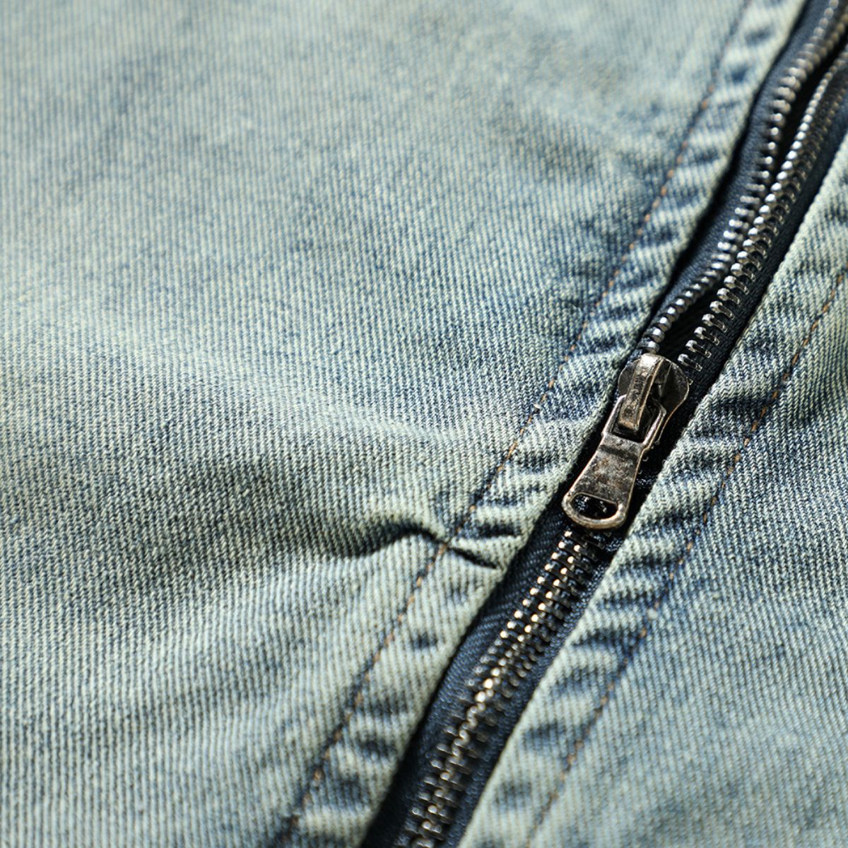 Relaxed Washed Zip-Up Denim Vest