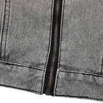 Trendy Patchwork Motorcycle Style Retro Street Washed Denim Jacket