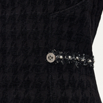 Black Jacquard Denim Beaded Mini Dress