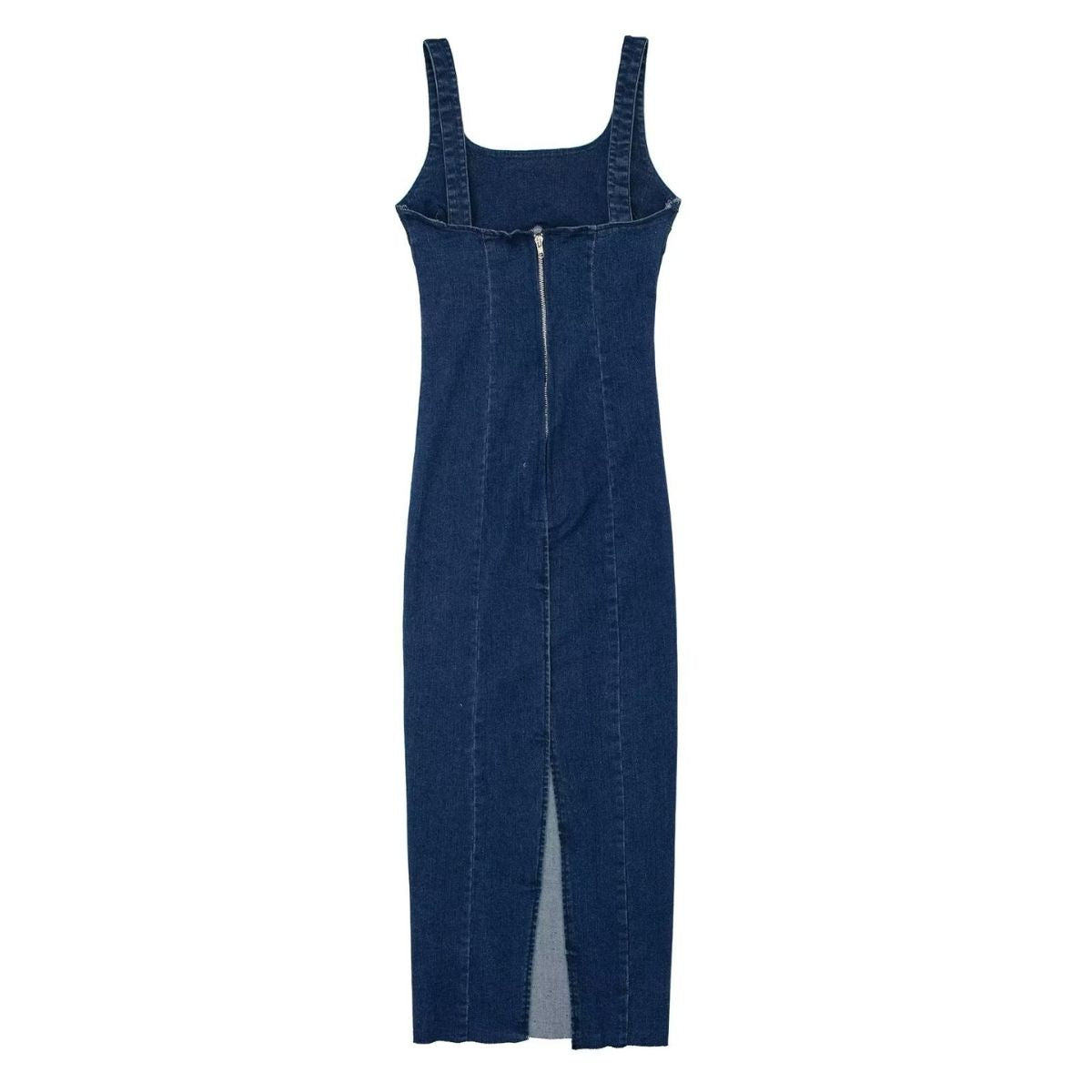 Split U Neck Denim Cami Maxi Dress