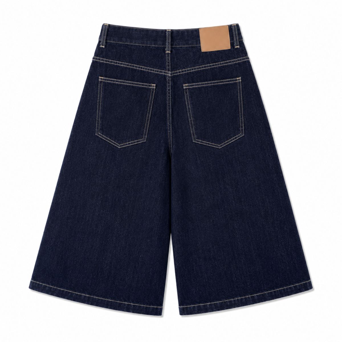 Raw Indigo Wide Leg Denim Shorts