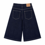 Raw Indigo Wide Leg Denim Shorts