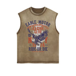 Eagle Motor Graphic Sleeveless Faded Tee-INNBLAC Fashion Apparel