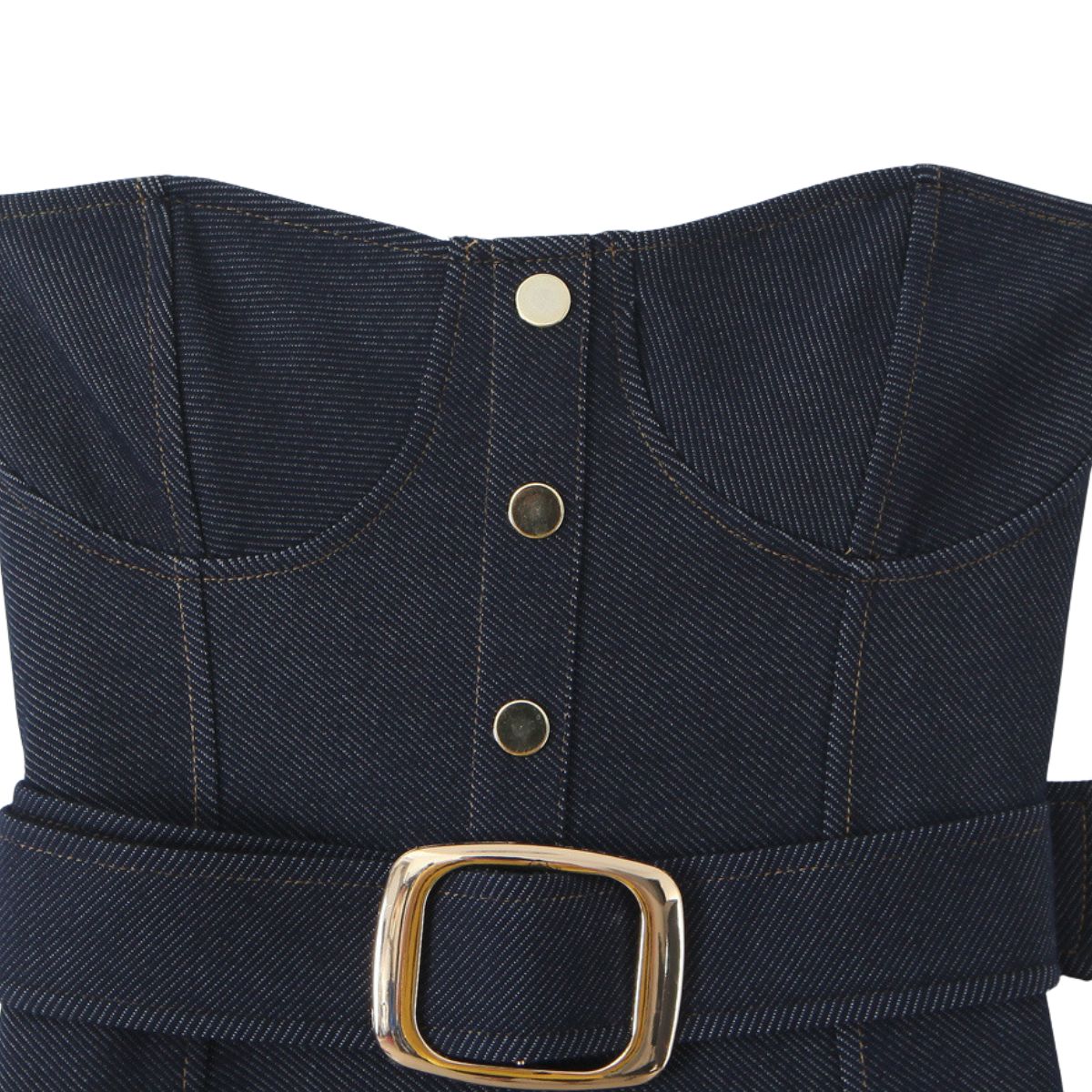 Women's Strapless Belted Denim Midi Dress