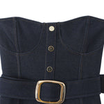 Women's Strapless Belted Denim Midi Dress