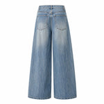 Retro Light Wash Oversized Straight Leg Denim Jeans