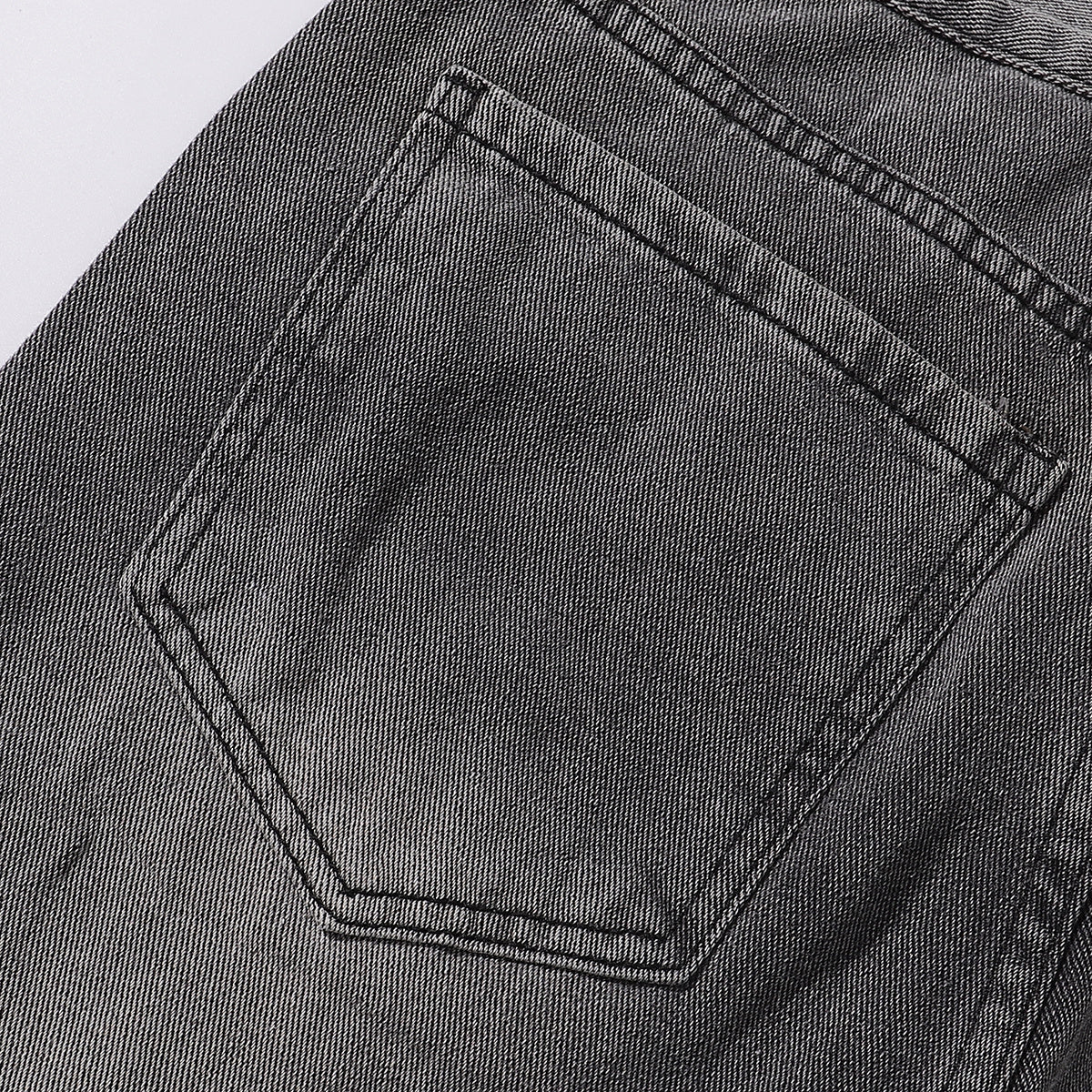 Faded Grey Distressed Wide Leg Vintage Jeans
