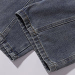 Embroidered Patch Denim Cargo Jeans with Striped Detail