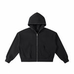 Full Zip-Up Boxy Fit Fleece Hoodie