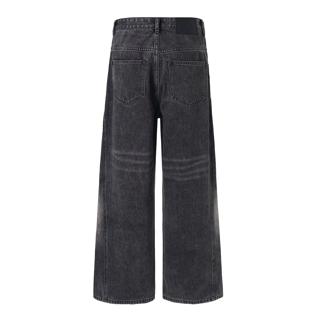 Charcoal Grey Wide-Leg Vintage Washed Jeans