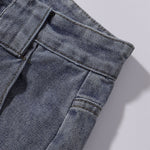 Embroidered Blue Wide Leg Distressed Denim Jeans