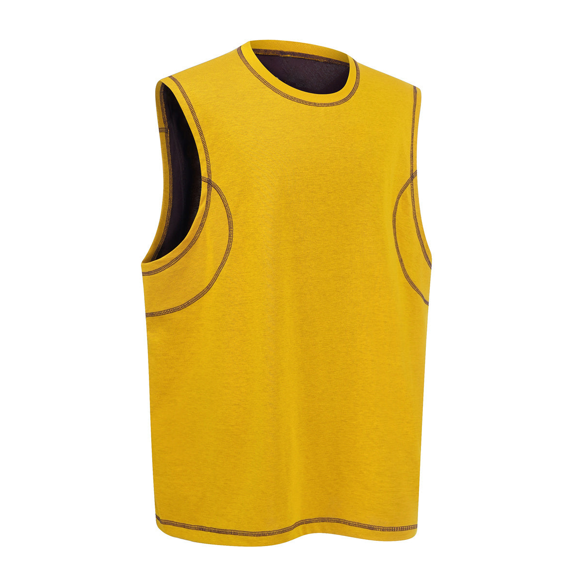 Contrast Stitching Sleeveless Crew Neck Casual Sport Tee
