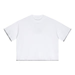 Oversized Minimal Tee Raw Edge Contrast Stitching