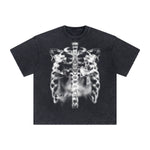Vintage Washed Skeleton Graphic Oversized Streetwear Tee