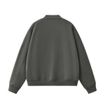 Solid Zip-Front Fleece Bomber Jacket