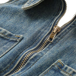 Halter Neck Belted Ripped Denim Mini Dress