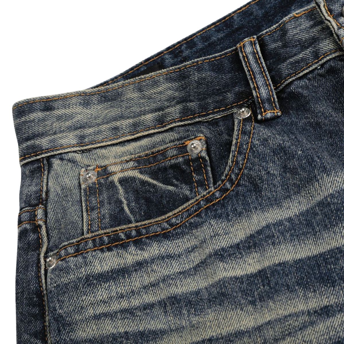 Vintage Washed Wide Leg Whiskered Jeans