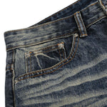 Vintage Washed Wide Leg Whiskered Jeans