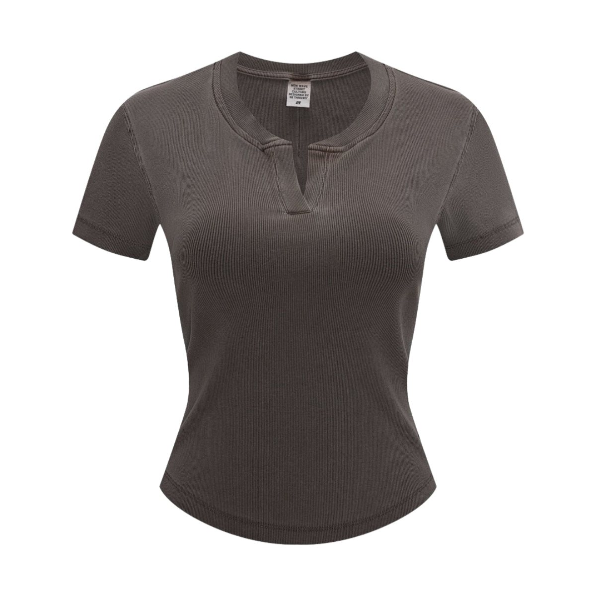 Women’s Retro Wash Fitted Stand Collar Tee
