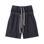 West Coast Waffle Double Waistband Snow Washed Distressed Shorts