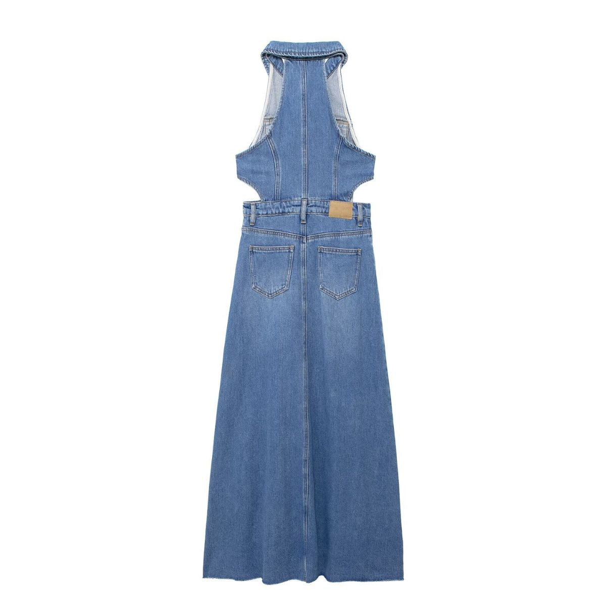 Sleeveless Cut-Out Denim Maxi Dress