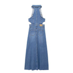 Sleeveless Cut-Out Denim Maxi Dress