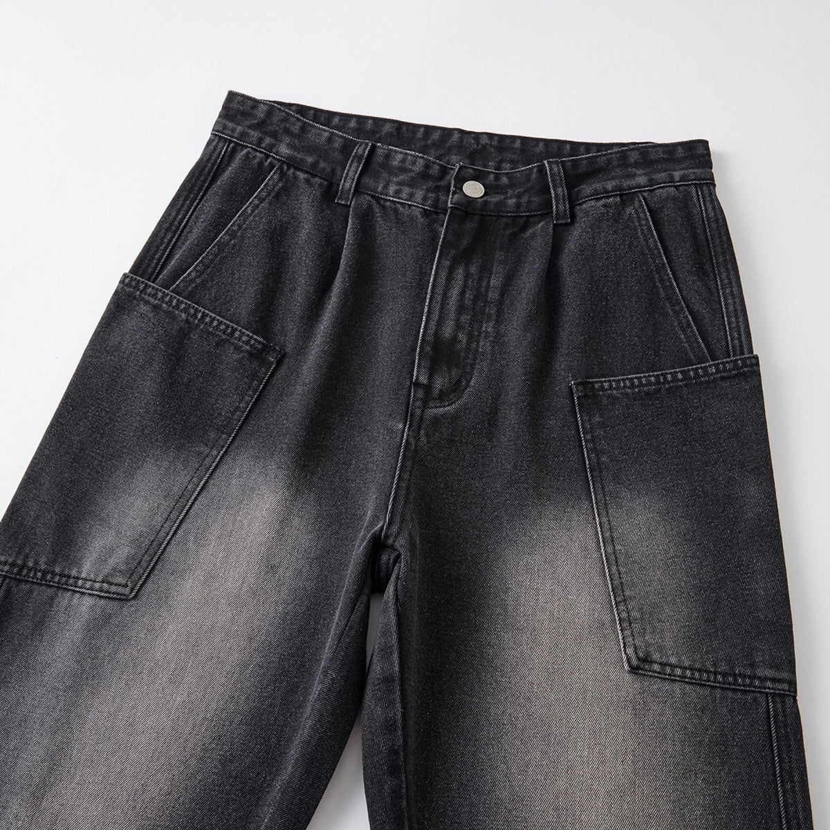 Washed Straight Leg Cargo Jeans-INNBLAC Fashion Apparel