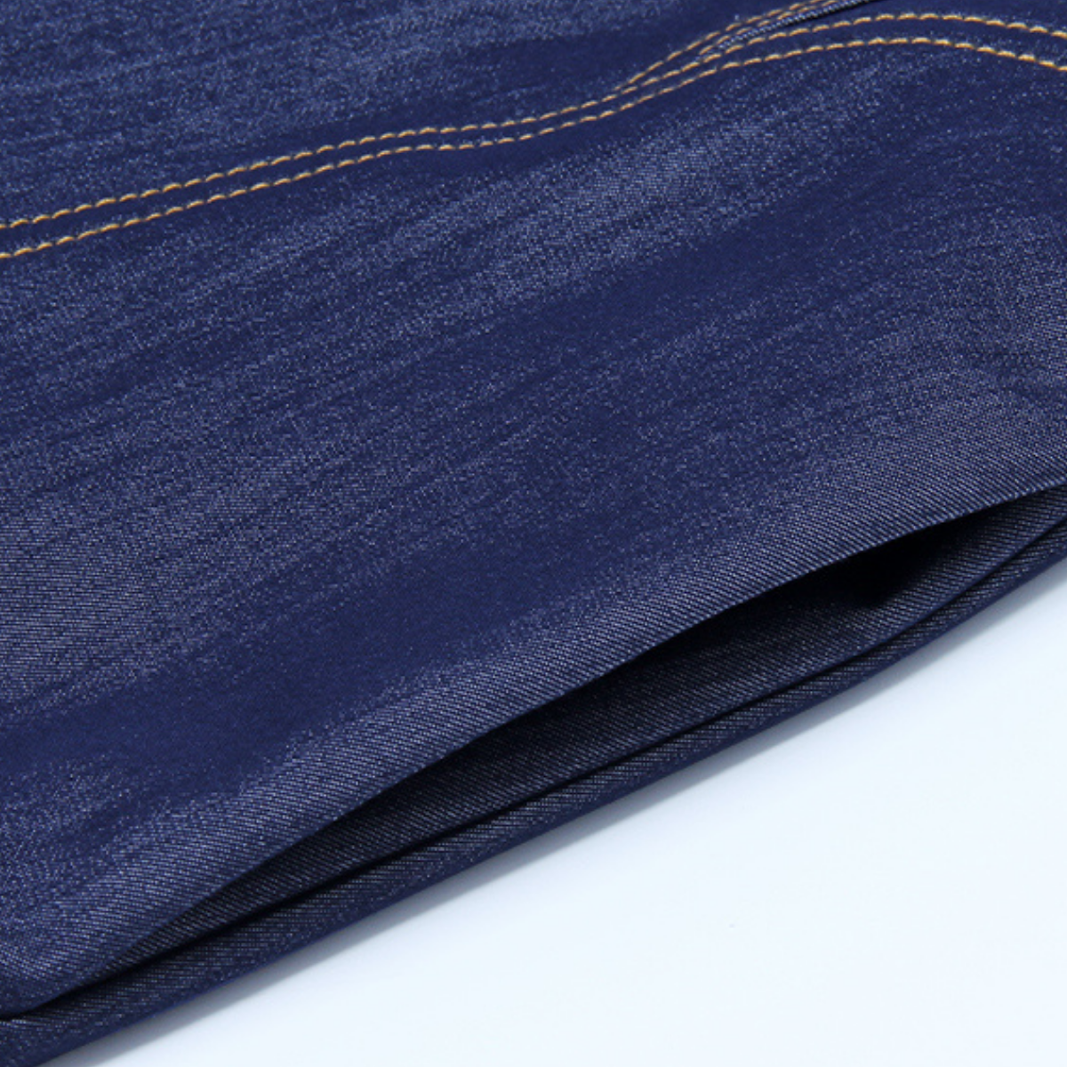 Round Neck A-Line Denim Midi Dress