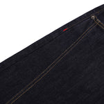 Deconstructed Embroidered Raw Denim Bermuda Shorts