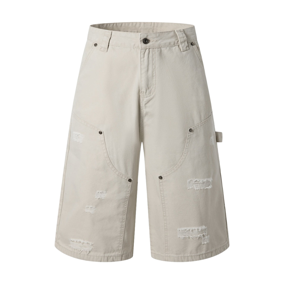 Vintage Washed Distressed Utility Bermuda Shorts