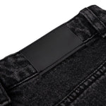 Men's Coated Curved Denim Pants Patchwork Pleated Loose Wide Leg