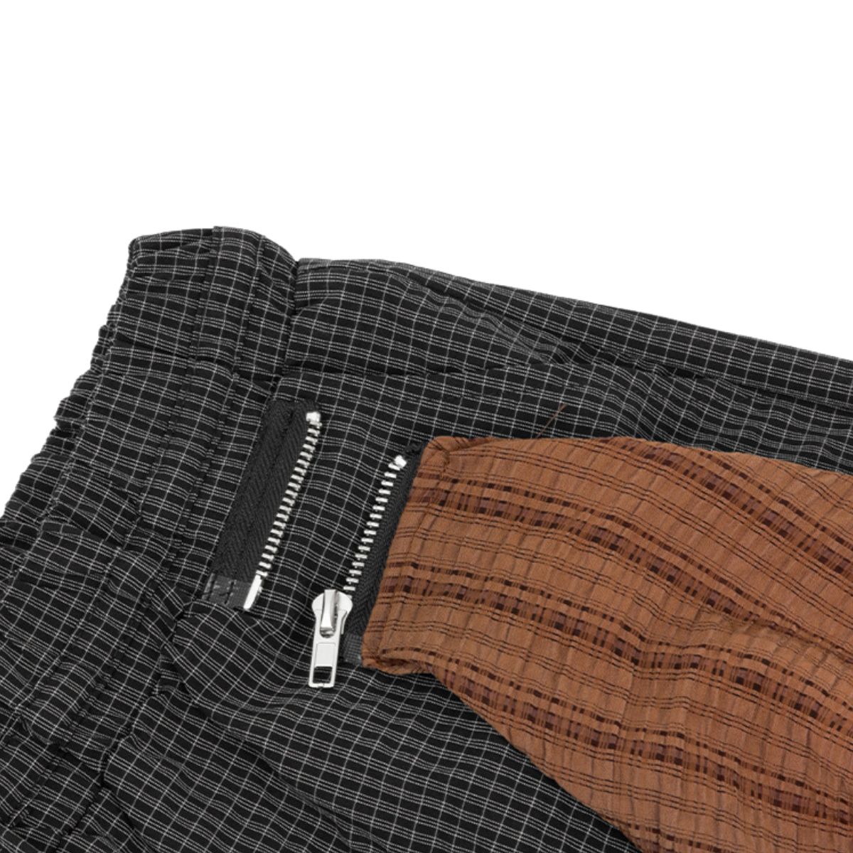 Striped Check Patchwork Relaxed Wide-Leg Lounge Pants