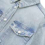Women's Loose Street Style Mid-length Double Pocket Denim Shirt