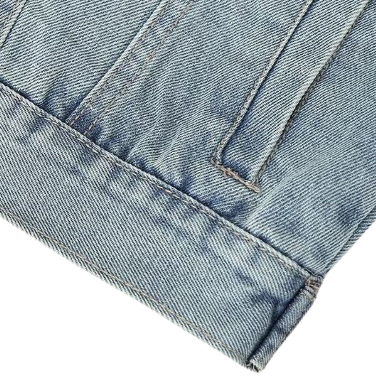 Sleeveless Vintage Wash Denim Trucker Jacket