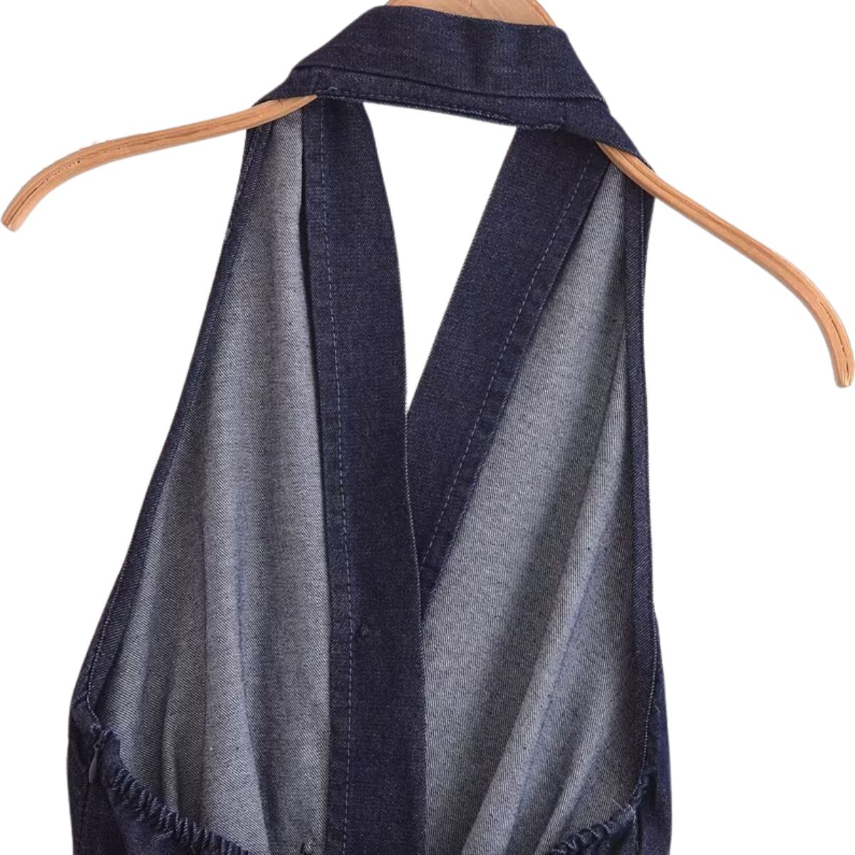 Halter Neck Denim Belted Dress