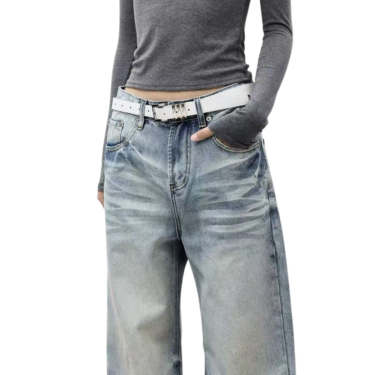 Vintage Washed Wide Leg Bootcut Denim Jeans